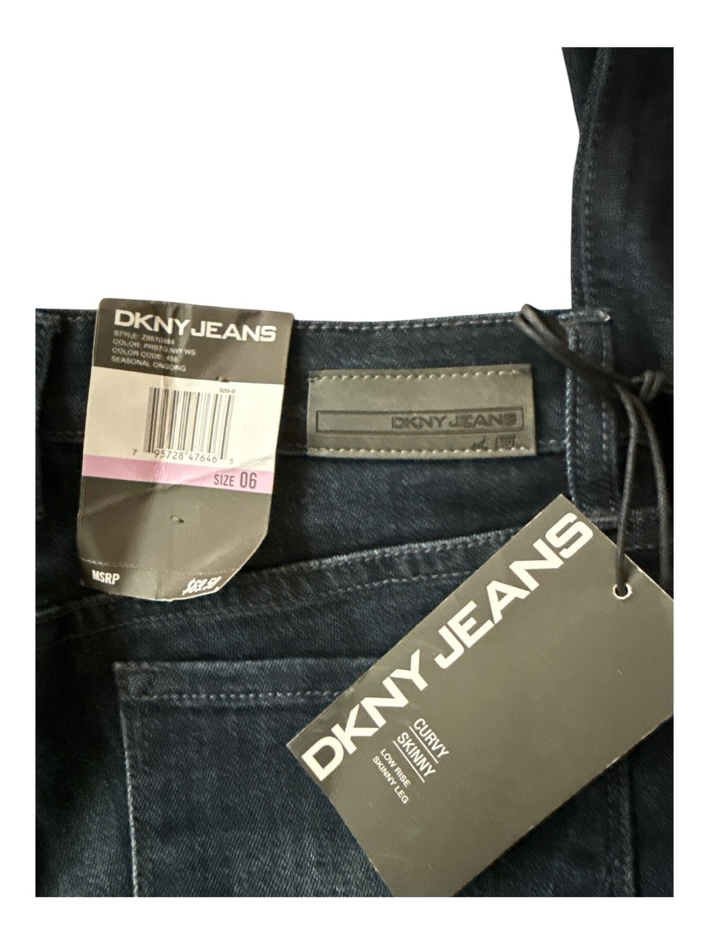 DKNY Jeans Curvy Skinny Low Rise Dark Wash Jeans NWT Size 6 - Picture 5 of 8